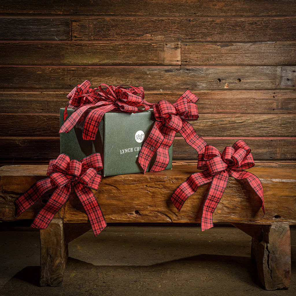6 Black & Red Plaid Christmas Bows - Image 3