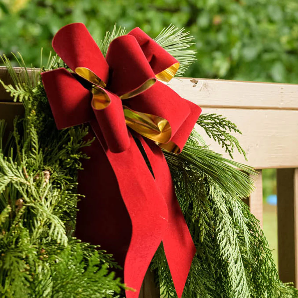 6 Red Christmas Bows - Image 4